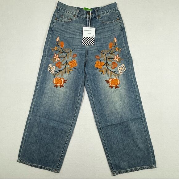 NWT Sandrine Rose Embroidered Rose Denim, Sz 27 - Picture 1 of 8